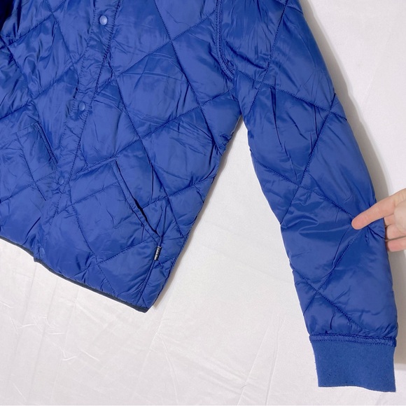 Calvin Klein Black Blue Reversible Quilted Puffer Zip Front Bomber Jacket S - Picture 10 of 15